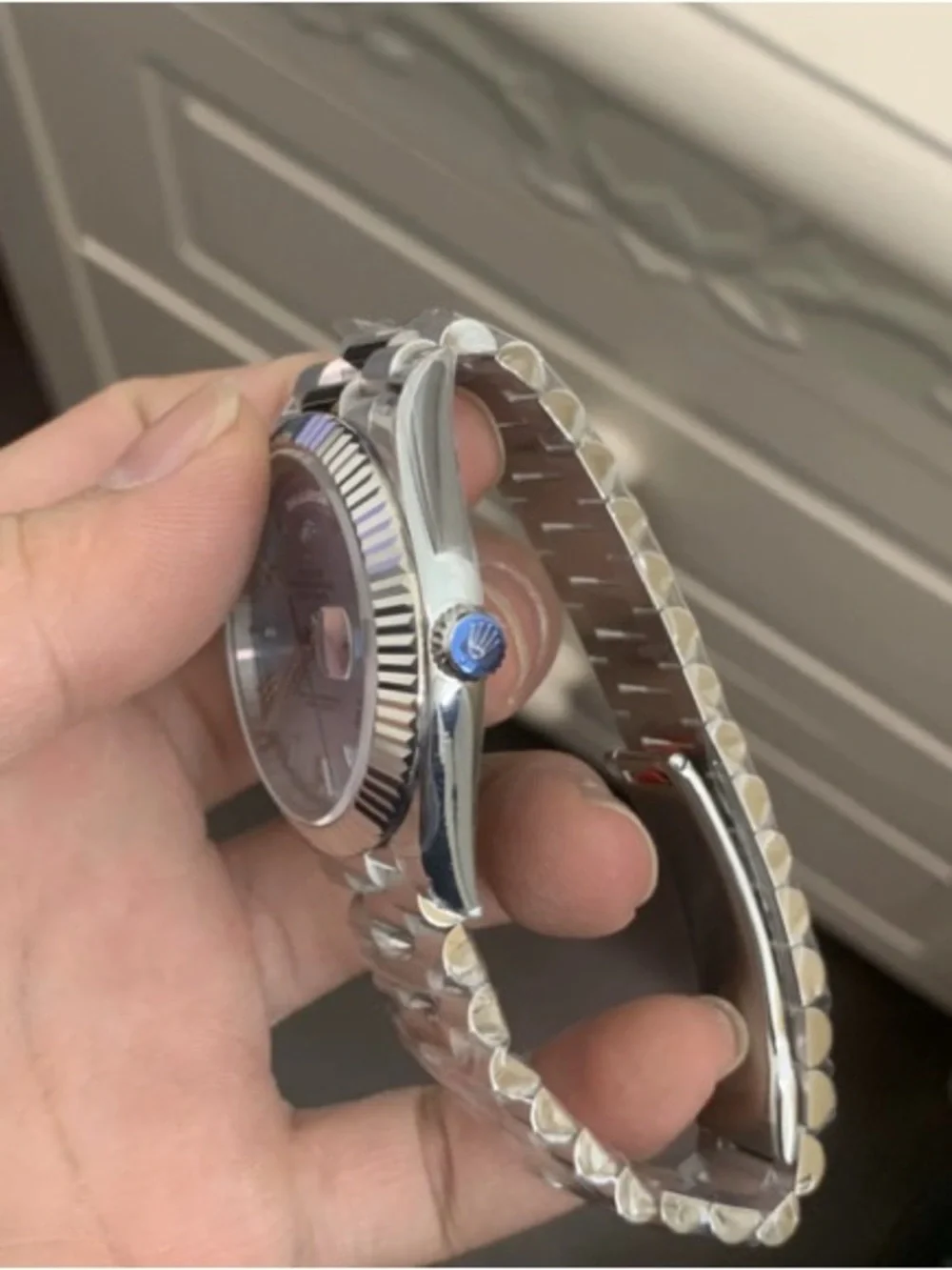 Rolex Day-Date Men's Watch - Ice Blue Dial, Silver Bracelet